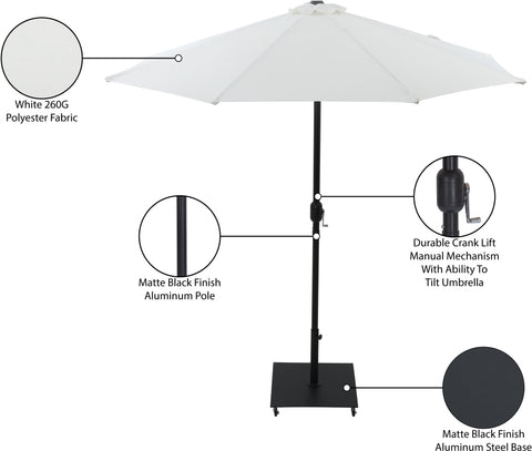 Arden White Water Resistant Fabric And Aluminum Patio Umbrella with Base Set (Style 13)