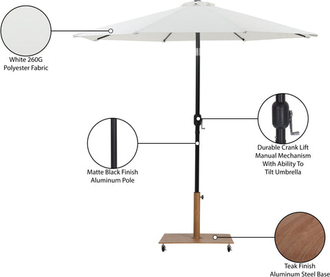 Arden White Water Resistant Fabric And Aluminum Patio Umbrella with Base Set (Style 14)