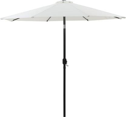 Farrah White Fabric / Teak Aluminum Patio Umbrella with Base Sets