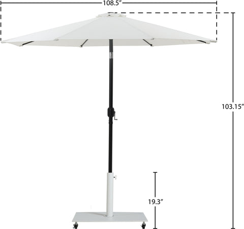 Arden White Water Resistant Fabric And Aluminum Patio Umbrella with Base Set (Style 15)