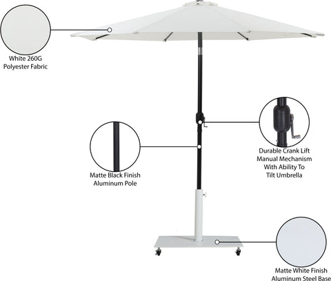 Arden White Water Resistant Fabric And Aluminum Patio Umbrella with Base Set (Style 15)