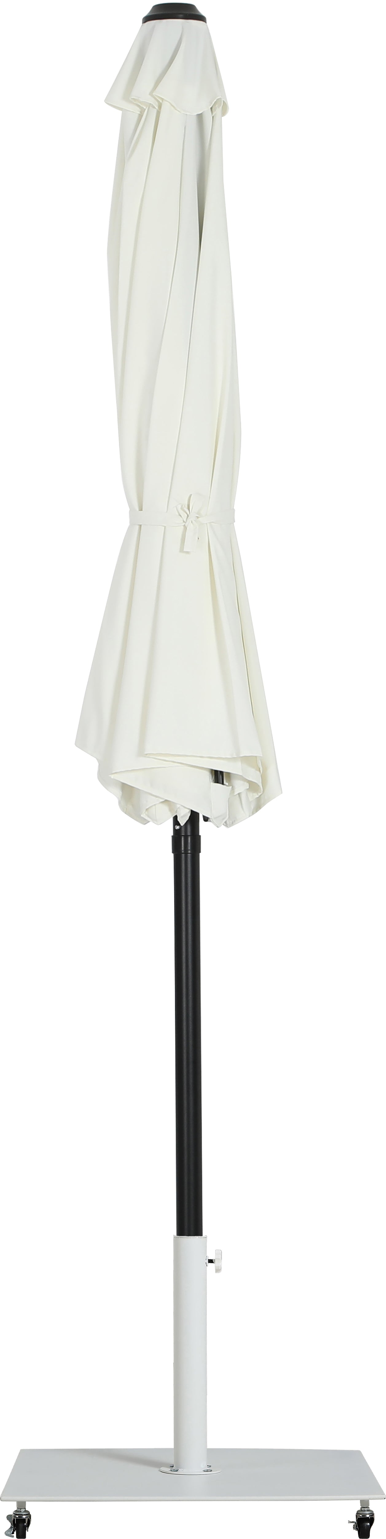 farrah white fabric / matte white aluminum patio umbrella with base sets