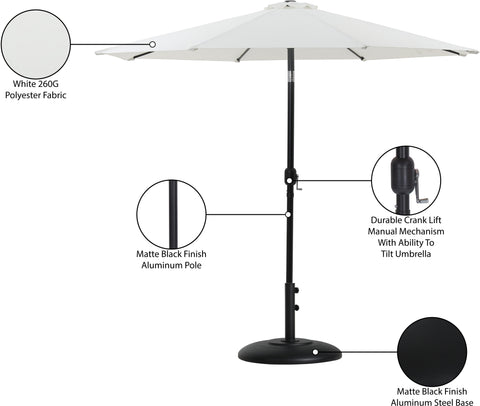 Arden White Water Resistant Fabric And Aluminum Patio Umbrella with Base Set (Style 16)