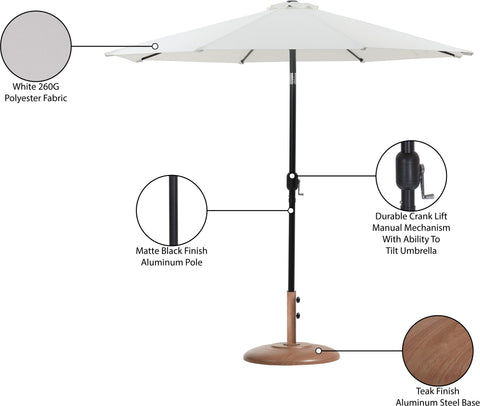 Arden White Water Resistant Fabric And Aluminum Patio Umbrella with Base Set (Style 17)