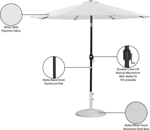 Arden White Water Resistant Fabric And Aluminum Patio Umbrella with Base Set (Style 18)