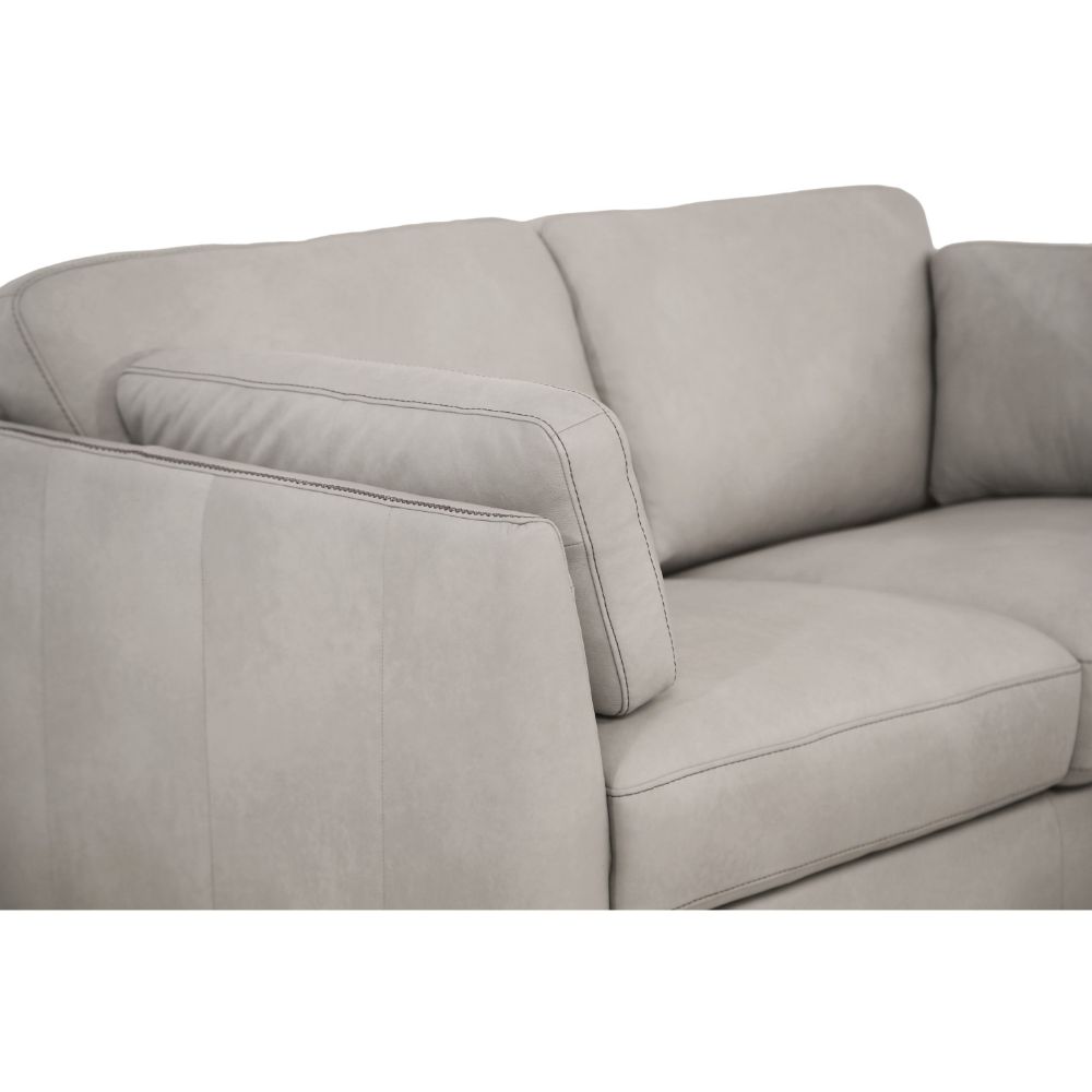 damien loveseat, dusty white leather