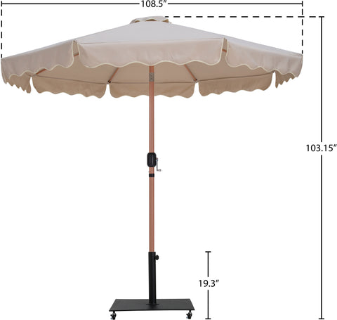 Nova Beige Water Resistant Fabric And Aluminum Patio Umbrella with Base Set