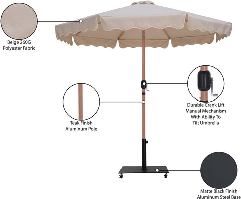 Nova Beige Water Resistant Fabric And Aluminum Patio Umbrella with Base Set