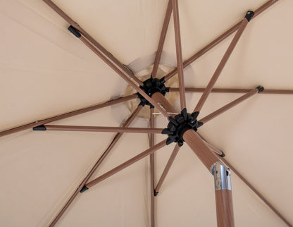 Simba Beige Fabric With Cream Piping / Matte Black Aluminum Patio Umbrella with Base Sets