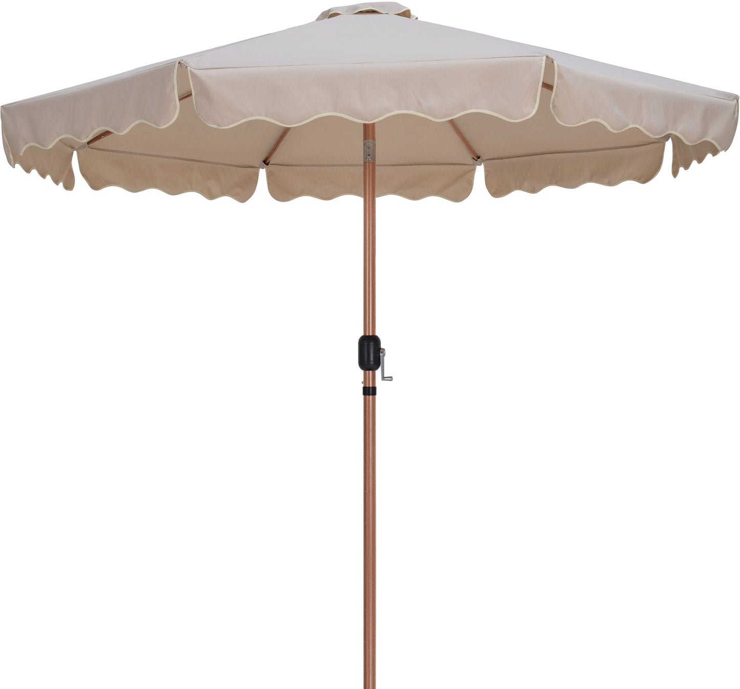 simba beige fabric with cream piping / matte black aluminum patio umbrella with base sets