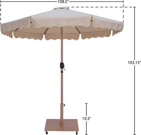 Nova Beige Water Resistant Fabric And Aluminum Patio Umbrella with Base Set (Style 2)