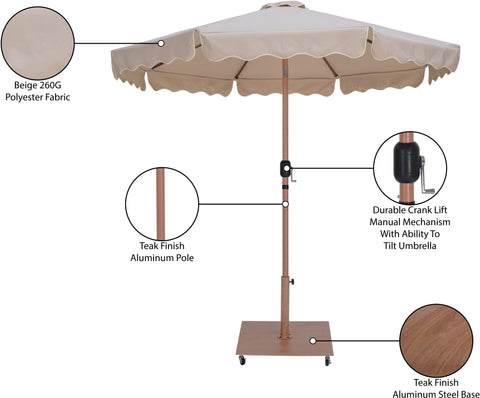 Nova Beige Water Resistant Fabric And Aluminum Patio Umbrella with Base Set (Style 2)