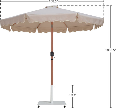 Nova Beige Water Resistant Fabric And Aluminum Patio Umbrella with Base Set (Style 3)