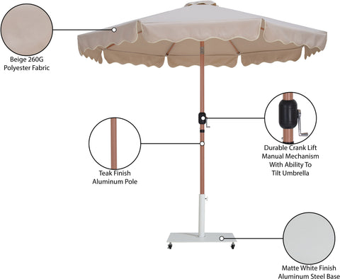Nova Beige Water Resistant Fabric And Aluminum Patio Umbrella with Base Set (Style 3)