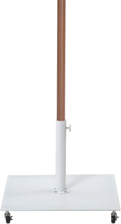 Simba Beige Fabric With Cream Piping / Matte White Aluminum Patio Umbrella with Base Sets