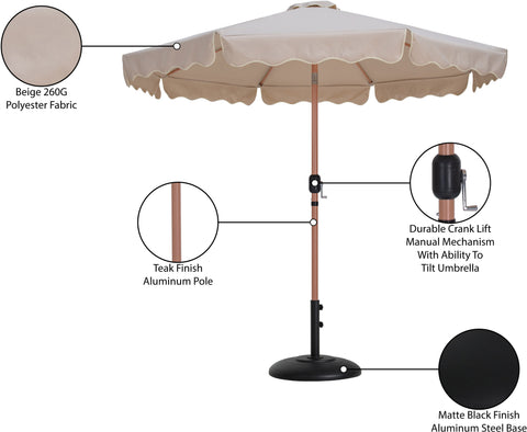 Nova Beige Water Resistant Fabric And Aluminum Patio Umbrella with Base Set (Style 4)