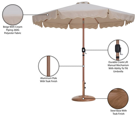 Nova Beige Water Resistant Fabric And Aluminum Patio Umbrella with Base Set (Style 5)