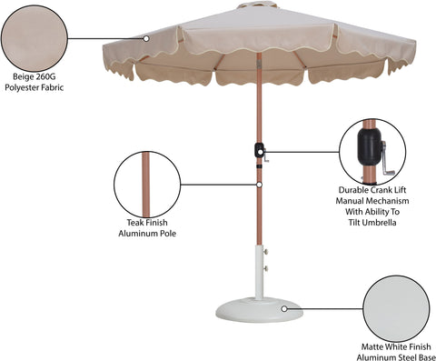 Nova Beige Water Resistant Fabric And Aluminum Patio Umbrella with Base Set (Style 6)
