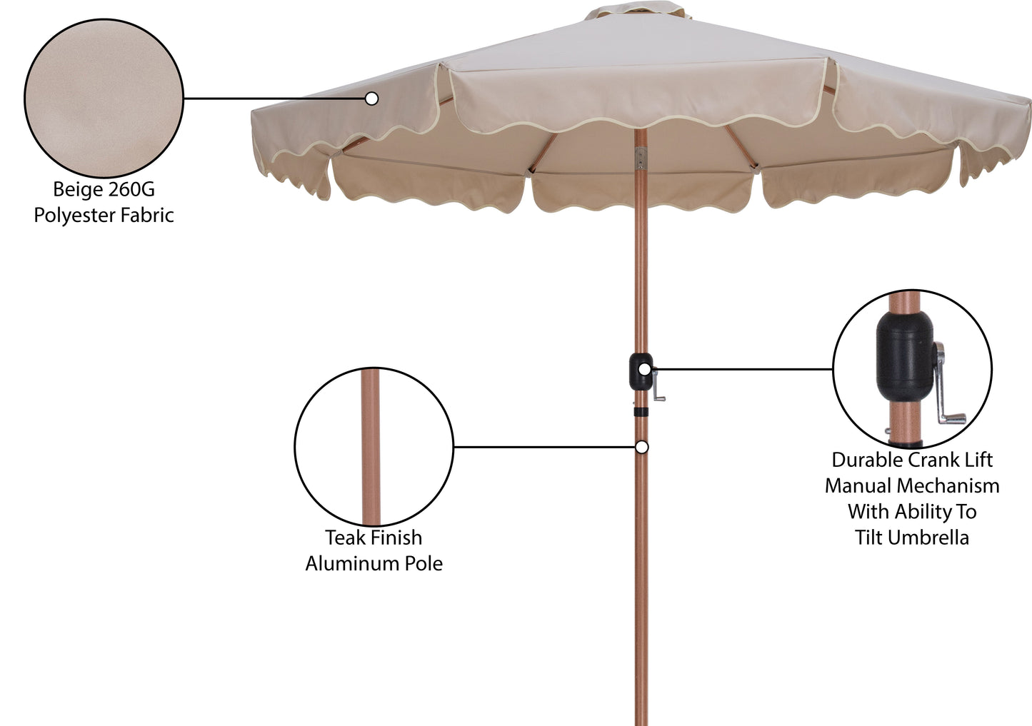 simba beige with cream piping fabric patio umbrellas