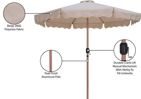 Simba Beige With Cream Piping Fabric Patio Umbrellas