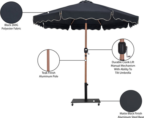 Nova Black Water Resistant Fabric And Aluminum Patio Umbrella with Base Set