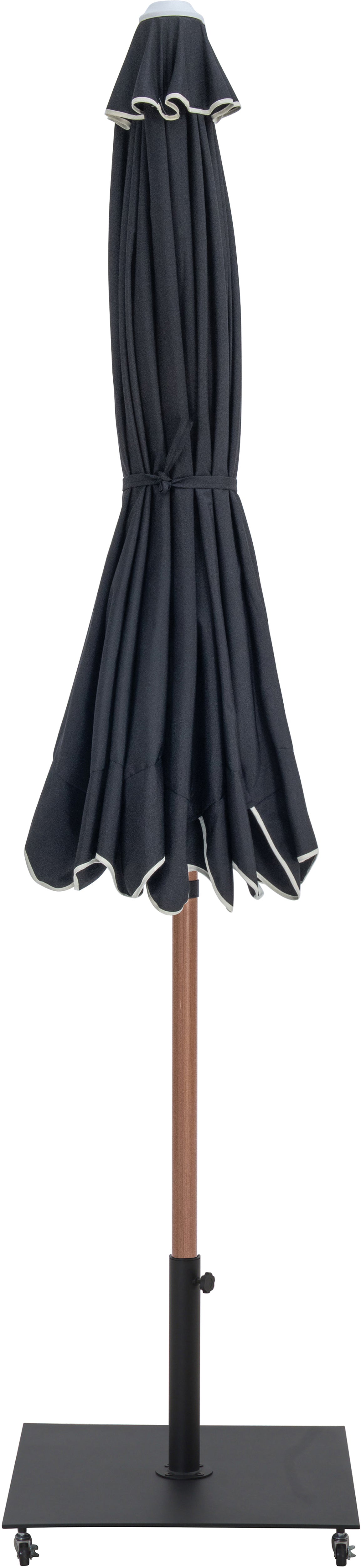 simba black fabric with cream piping / matte black aluminum patio umbrella with base sets