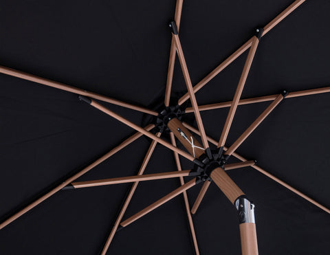 Simba Black Fabric With Cream Piping / Matte Black Aluminum Patio Umbrella with Base Sets