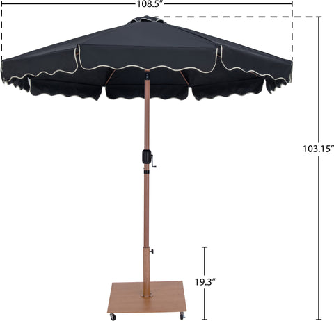 Nova Black Water Resistant Fabric And Aluminum Patio Umbrella with Base Set (Style 2)