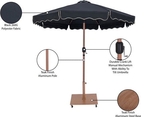 Nova Black Water Resistant Fabric And Aluminum Patio Umbrella with Base Set (Style 2)