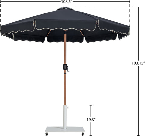 Nova Black Water Resistant Fabric And Aluminum Patio Umbrella with Base Set (Style 3)