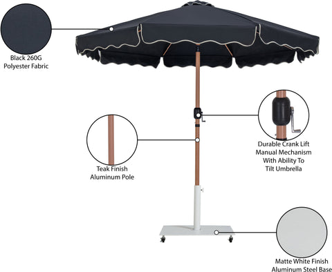 Nova Black Water Resistant Fabric And Aluminum Patio Umbrella with Base Set (Style 3)