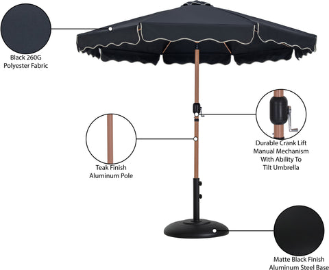 Nova Black Water Resistant Fabric And Aluminum Patio Umbrella with Base Set (Style 4)