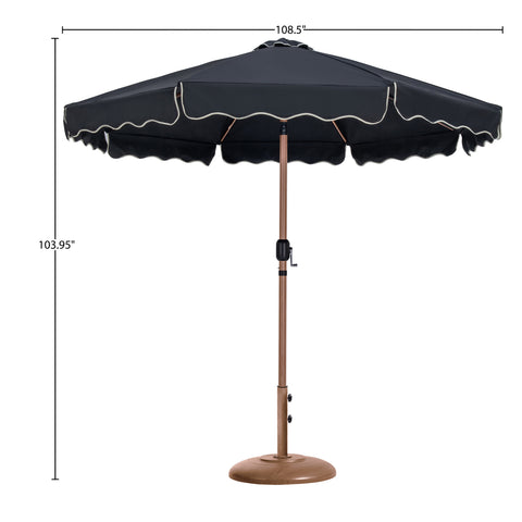 Nova Black Water Resistant Fabric And Aluminum Patio Umbrella with Base Set (Style 5)
