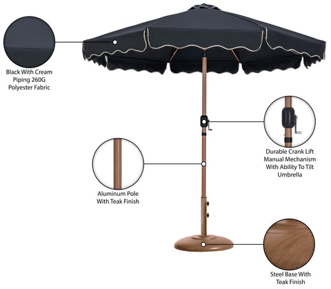 Nova Black Water Resistant Fabric And Aluminum Patio Umbrella with Base Set (Style 5)