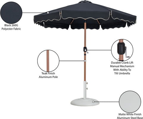 Nova Black Water Resistant Fabric And Aluminum Patio Umbrella with Base Set (Style 6)