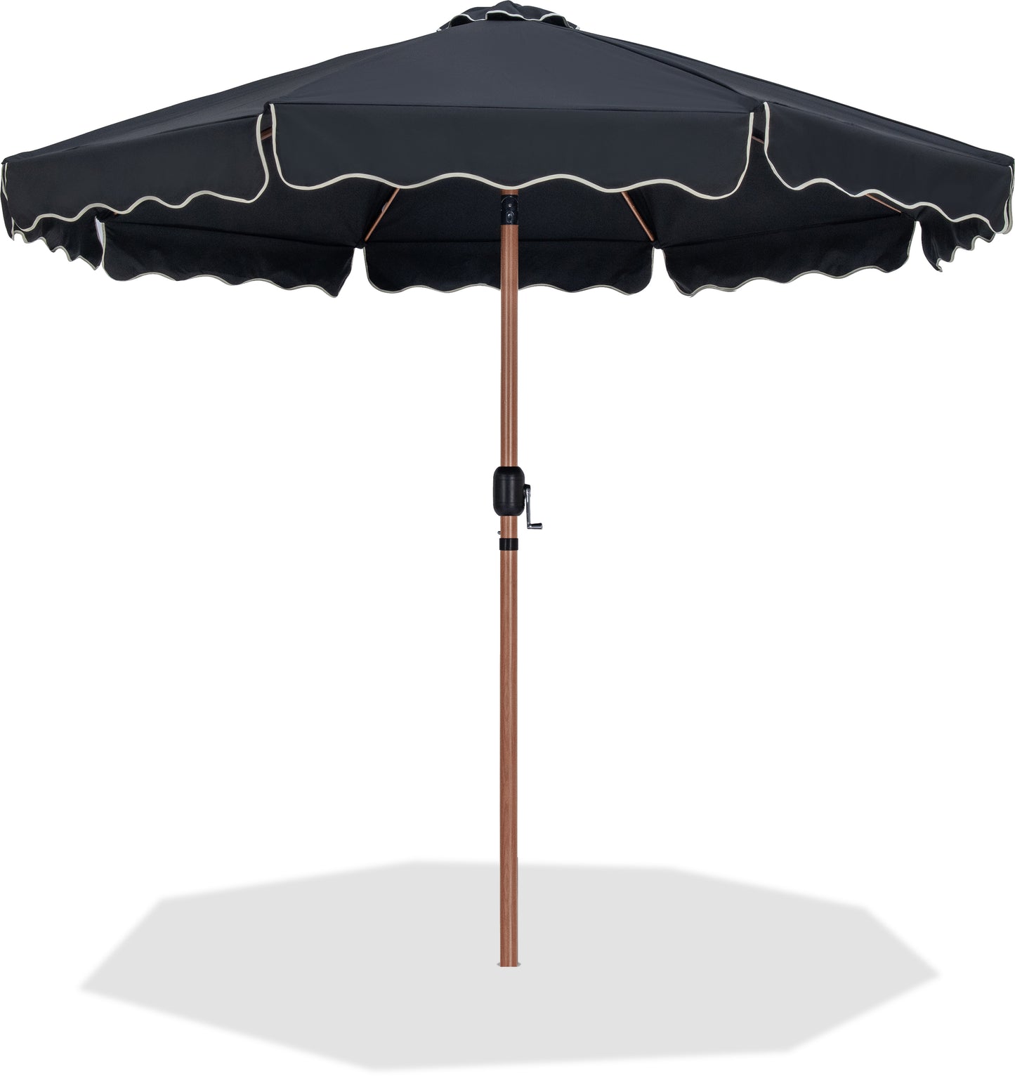 simba black with cream piping fabric patio umbrellas