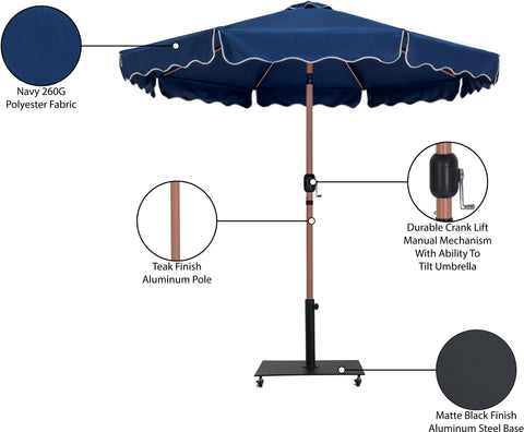 Nova Navy Water Resistant Fabric And Aluminum Patio Umbrella with Base Set
