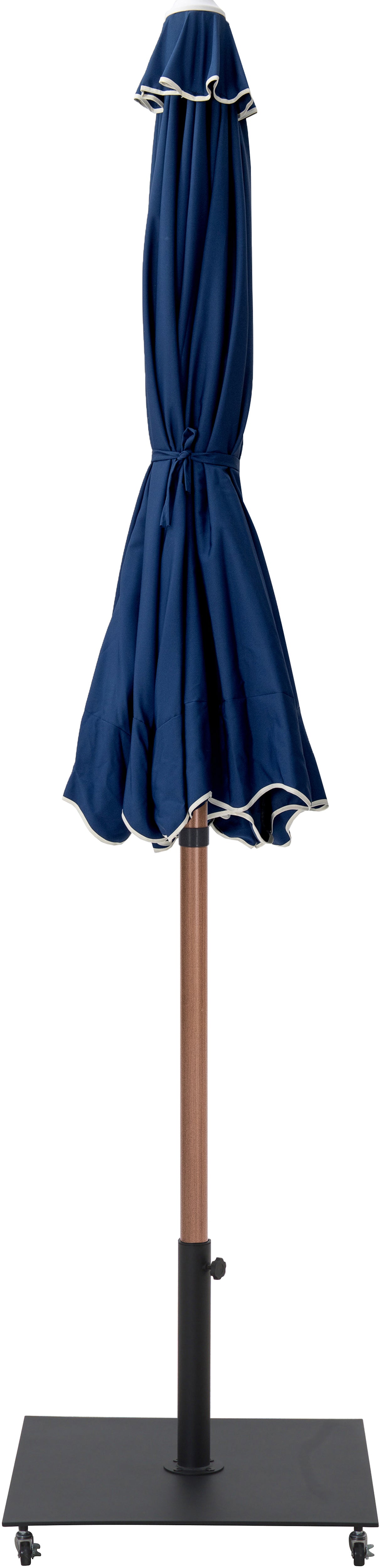 simba navy fabric with cream piping / matte black aluminum patio umbrella with base sets