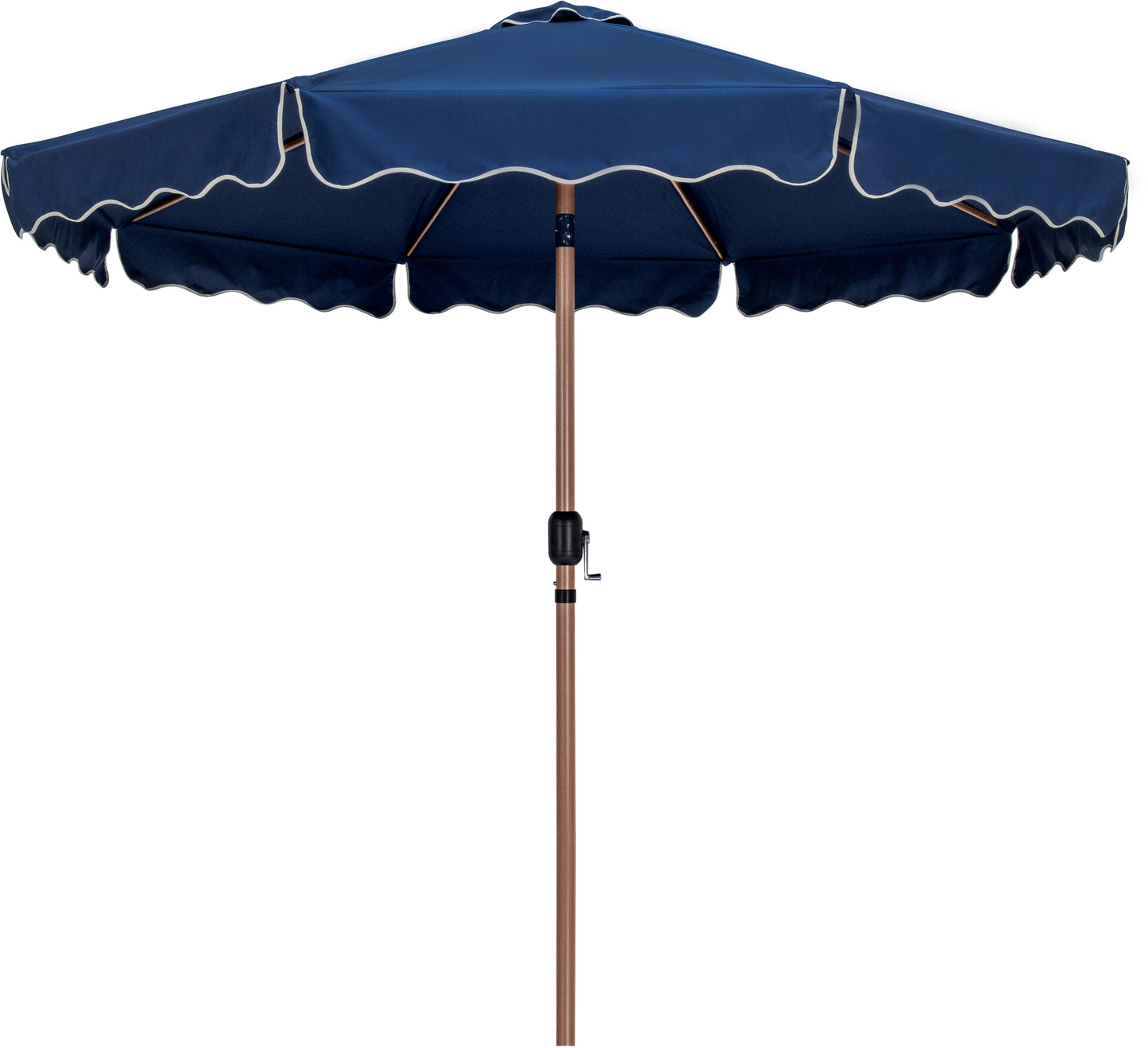 simba navy fabric with cream piping / matte black aluminum patio umbrella with base sets