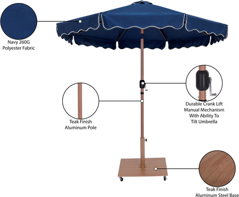 Nova Navy Water Resistant Fabric And Aluminum Patio Umbrella with Base Set (Style 2)