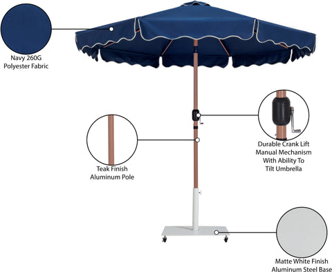 Nova Navy Water Resistant Fabric And Aluminum Patio Umbrella with Base Set (Style 3)