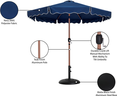Nova Navy Water Resistant Fabric And Aluminum Patio Umbrella with Base Set (Style 4)