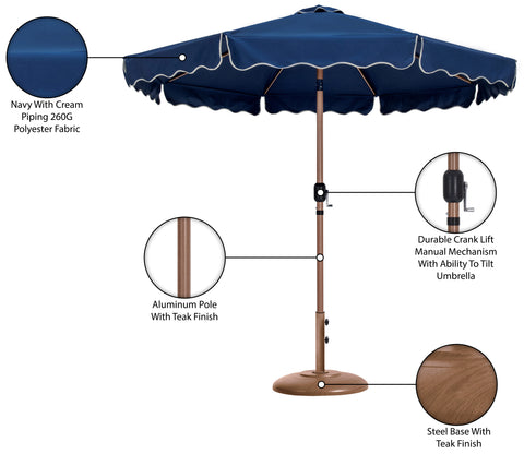 Nova Navy Water Resistant Fabric And Aluminum Patio Umbrella with Base Set (Style 5)