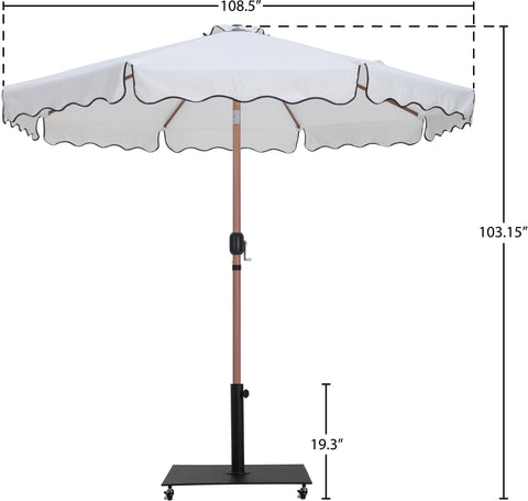 Nova White Water Resistant Fabric And Aluminum Patio Umbrella with Base Set