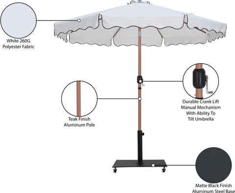 Nova White Water Resistant Fabric And Aluminum Patio Umbrella with Base Set