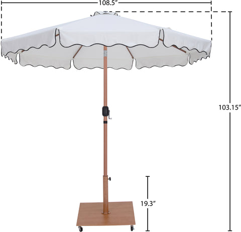Nova White Water Resistant Fabric And Aluminum Patio Umbrella with Base Set (Style 2)