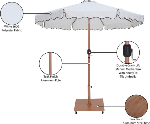 Nova White Water Resistant Fabric And Aluminum Patio Umbrella with Base Set (Style 2)