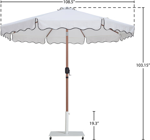 Nova White Water Resistant Fabric And Aluminum Patio Umbrella with Base Set (Style 3)