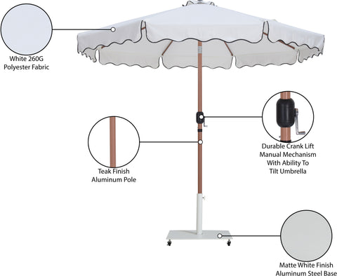Nova White Water Resistant Fabric And Aluminum Patio Umbrella with Base Set (Style 3)