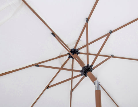 Simba White Fabric With Black Piping / Matte White Aluminum Patio Umbrella with Base Sets